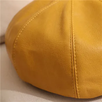 Vairumtirdzniecības 9 Krāsas Modes Ādas Beretes Sieviešu Saģērbt Franču Griesti Dzeltena Plakanas Cepures, Rudens Ziemas Gleznotājs Cepuri Dropshipping