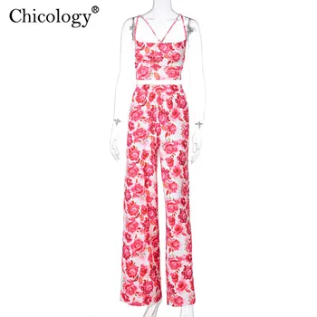 Chicology Ziedu Drukāt 2 Divas Gabals Saskaņošanas Kopums, Kultūru Top Sievietes Sexy Modes Elegants Tērpiem 2020 Rudens Ziemas Gadījuma Apģērbi