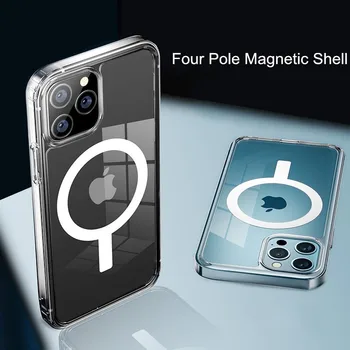Luksusa Magnētisko Lietā par iPhone 12 Pro Triecienizturīgs Magnēts Caurspīdīga Silikona TPU Tālruņa Vāciņš iPhone 12 Pro Max Mini Gadījumā