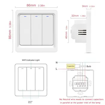 1PC Wifi Sienas Touch Switch 1/2/3 Banda Viena Uguns Mobilā Tālruņa Tālvadības Slēdzi Tuya Smart Dzīves Alexa, Google Home Palīgs