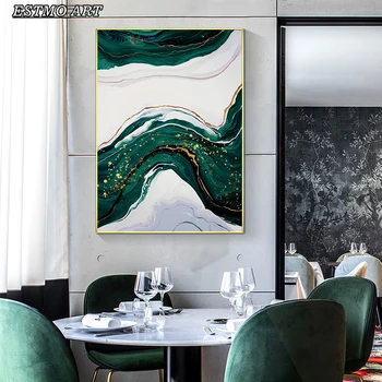 Kanvas Glezna Abstraktās Mākslas Zelta un Zaļā Izdrukāt Plakātu HD Mūsdienu Minimālisma Dzīvojamā Istaba Lielas Mūra Mājas Dekoratīvu Attēlu