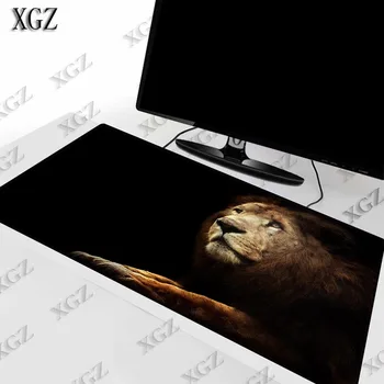 XGZ Atdzist Lauva Melna Gaming Dzīvnieku Peles Paliktņa Liela Bloķēšanas Malas Spēlētājs Datora Galds Mat Anime peles paliktnis Piezīmju Datoru Aksesuāri XXL
