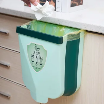 Pie Sienas Piestiprinātās Locīšanas Atkritumu Urnas Virtuves Skapī Karājas Trash Bin Atkritumu Auto Miskastes Sienas Uzstādīts Salokāms Uzkopšanas Spaiņi