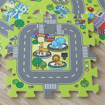9PCS 30x30cm Bērnu Grīdas Paklājs DIY EVA Putu Puzzle Pilsētas Ceļu Satiksmes Maršrutu Izglītības Mat Mīksto Paklāju Durvju Mat Paklājs Mazulis Playmat