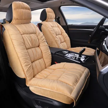 Ziemas Siltā Automašīnu Seat Cover Universal Plīša Spilvenu Mākslīgās Kažokādas Materiāls Auto Sēdekļu Pārvalki Aizsargs Mat Automašīnas salona Piederumi