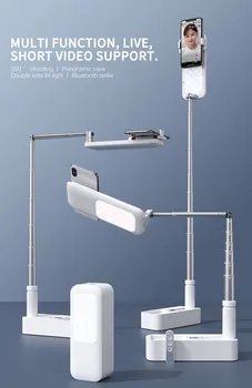 V6 Portable Tālruņa Turētāja Statīvs Ar Bezvadu Aptumšojami LED Selfie Aizpildīt Gaismas Lampas Live Video Tālruņa displejā Mirgo & Selfie Gaismas