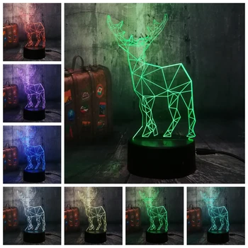 Dzīvnieku Briežu Lampas, 3D Vizuālo Lampas Dzīvnieku Nightlight Touch Sensors Bērnu Bērniem, Rotaļlietas, Akrila Lamparas USB LED Ilūziju, Mājas Dekoru Lava