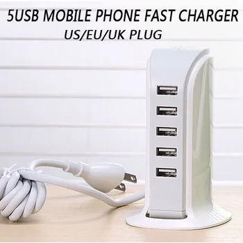 Jaunu 5usb mobilo telefonu fast charger Par MUMS/ES/UK plug Skaitītājs Lādētāju Strāvas Adapteris