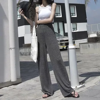 Bikses Sievietēm Pilna Garuma Cietā Gadījuma Zaudēt Slim Harajuku Augstās Jostasvietas Bikses Sieviešu Treniņbikses Plaša Kāju Mīksto Vintage Streetwear