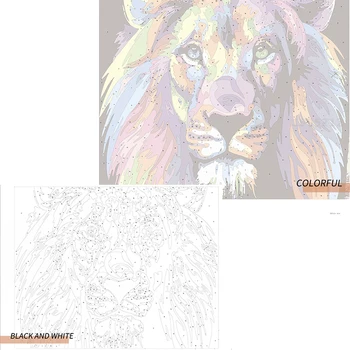 Modes Glezna Kaķis Lauvas Dzīvniekiem DIY Krāsu skaits Komplekti Krāsošana Numurus Ar Unikālu Dāvanu, Mājas Sienas Mākslas Dekoru Mākslas darbu