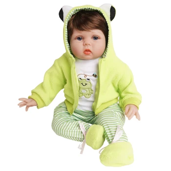 55cm Atdzimis Bērnu Lelle Cute Rotaļlietas Meitene 2 Tērpiem Nekustamā Jaundzimušo Bebe Dzimšanas dienas Dāvanas Bērniem rotaļu biedrs, Silikona Vinila Kokvilnas Ķermeņa