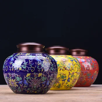 Keramikas Tējas Caddies Vintage Tējas Kaste Ķīna Stils Pārtikas Konteiners Kafijas Konfektes Uzglabāšanas Kaste Keramikas Organizators Mājās Pusdienu Tēja Var