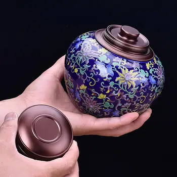 Keramikas Tējas Caddies Vintage Tējas Kaste Ķīna Stils Pārtikas Konteiners Kafijas Konfektes Uzglabāšanas Kaste Keramikas Organizators Mājās Pusdienu Tēja Var
