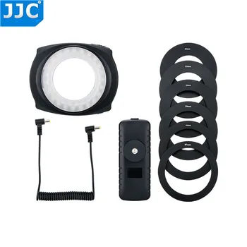 JJC LED Flash Macro Ring Light Speedlite DSLR Makro Objektīvs Ietver Adaptera Gredzens 49mm 52mm 55mm 58mm 62mm 67 mm uzmala
