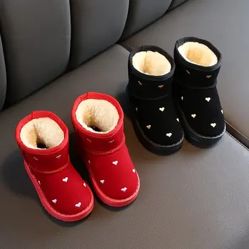 Kids Zābaki, Meitenēm,karstā pārdošanas Modes Mīlestība izšuvumi ziemas bērnu apavi,rozā, melns izmērs 25-36 baby girl boot