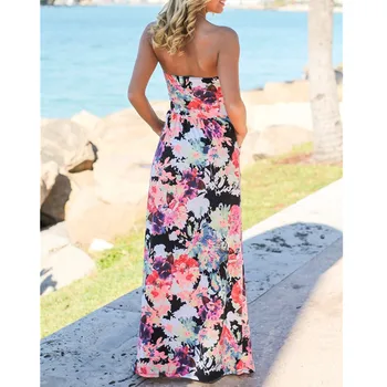 Vasaras Sieviešu Ziedu Sen Maxi Pilnībā Kleita Elegantas Dāmas Vakara Puse Beach Gadījuma Kleitas Sundress