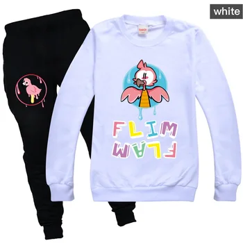Toddler Meitene Kritums Apģērbu 2020. Gadam Meitenes Boutique Tērpiem Apaļu Kakla Džemperis + Casual Bikses Kokvilnas Flamingo Flim Flam Zēnu Kreklu Komplekts