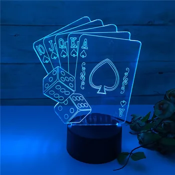 Poker Dice 3D RGB Nakts Gaisma LED Krāsains USB Galda Lampa Touch Tālvadības Mainot ēsmas zivtiņu vadi Bērniem Dāvanas, Mājas Bārs, Kafejnīca, Ziemassvētku Dekori