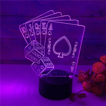 Poker Dice 3D RGB Nakts Gaisma LED Krāsains USB Galda Lampa Touch Tālvadības Mainot ēsmas zivtiņu vadi Bērniem Dāvanas, Mājas Bārs, Kafejnīca, Ziemassvētku Dekori