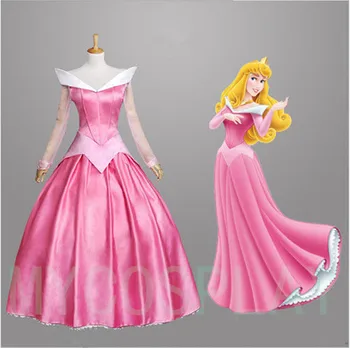 COSFANS Filmu Sleeping Beauty Princese Aurora Luksusa Iedomātā Pieaugušo Kleita Cosplay Tērpu Halloween, Ziemassvētku Sieviete Apmetnis Dress Komplekts