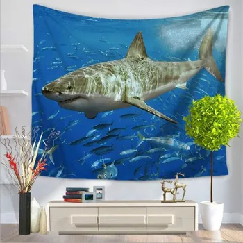 Zemūdens Pasaules SharkTapestry Ziedu Sienas Karājas Istabas Okeāna Paklāju Kopmītnes Gobelēnu Mākslas Home Decoration Accessories