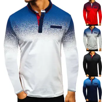 Vīriešu Modes Slīpumu, Golfs Tenisa Krekls ar garām Piedurknēm Quick-Dry Sporta Tee Vienkāršā Kokvilnas T-Krekls Topi