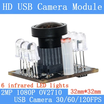 INFRASARKANO LED Platleņķa 30/60/120fps 2MP Novērošanas kamera 1080P MJPEG ātrgaitas OV2710 Android Linux UVC Webcam USB Kameras Modulis