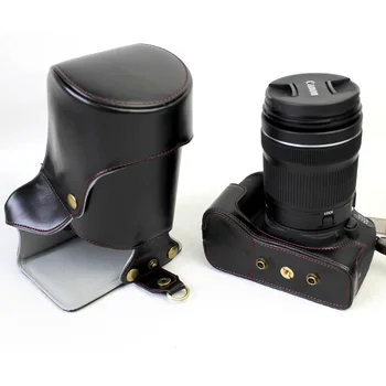 Augstas Kvalitātes Jauna Luksus Pu Ādas DSLR Kameras Gadījumā Soma Canon 77D 800D Kameras Vāka Kabata Ar Siksnu Atveriet Akumulatora