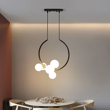 Mūsdienu LED lustras vienkāršu melnu un baltu LED lustra viesistabā lustras bēniņi lustra virtuves apgaismojums apdare