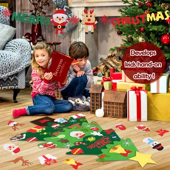 41pcs DIY Jūtama Ziemassvētku Eglītes ar LED Gaismas Rotājumi, Dekori Ziemassvētku Rotaļlietas Bērniem Ir 2021. Jaunā Gada Dāvanas Mājās Partijas Apdare Spēlēt