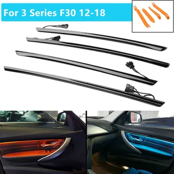 Auto Četri iekšdurvis Panelis LED Dekoratīvās Apdares Lukturi Ar Zilā Un Oranžā Atmosfēru, Apgaismojumu, Lai BMW 3. Sērijas F30