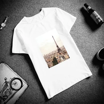 Parīzes fotomāksla T-krekls Sievietēm Gothic korejiešu Stilā Kawaii Vintage Tumblr Plus Lieluma Īsām Piedurknēm Kokvilnas Streetwear Top Tees