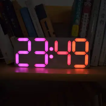 Labākā pārdošanas Liela Izmēra Varavīksnes Krāsains Digitālo Caurules DS3231 Pulkstenis DIY Komplektu, Laiks, Datums, Modinātājs Galda Virsmā Pulksteņi LED Displejs