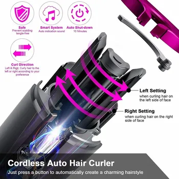 Bezvadu, Automātiska Matu Curler Pārnēsājamu USB Lādējamu Rotējošo Curling Dzelzs Sievietes Meitene LCD Displejs Cirtaini Mašīna Dizains Rīks