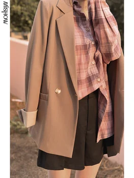 MISHOW 2020. gada Rudenī Krekli, Sieviešu Biroja Dāma ar garām Piedurknēm Modes Kokvilnas Pleds Krekls, Sieviešu Topi Ikdienas Apģērbu MX20C4174