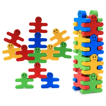 16Pcs/Set Koka Līdzsvaru Nelietis Spēles Kraušanas Blokus Rotaļlietas, Mācību Izglītības Koksnes Līdzsvara Montessori Matemātikas Rotaļlieta Bērniem