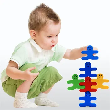 16Pcs/Set Koka Līdzsvaru Nelietis Spēles Kraušanas Blokus Rotaļlietas, Mācību Izglītības Koksnes Līdzsvara Montessori Matemātikas Rotaļlieta Bērniem
