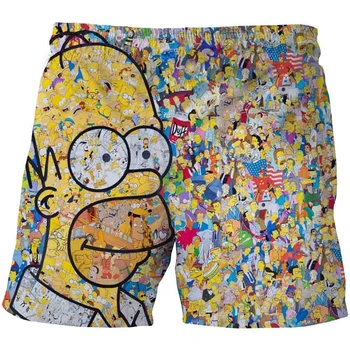 Smieklīgi Simpson Šorti Gudrs Šorti Meitenēm Zēnu īsās bikses-Šorti Vasarā Pusaudžiem Karikatūra Atpūtas Īsās Bikses Bērniem, Bērnu 3D Beach Plānas Drēbes