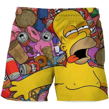 Smieklīgi Simpson Šorti Gudrs Šorti Meitenēm Zēnu īsās bikses-Šorti Vasarā Pusaudžiem Karikatūra Atpūtas Īsās Bikses Bērniem, Bērnu 3D Beach Plānas Drēbes