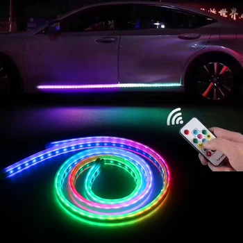 12V 1,5 M Stripe RGB LED Auto Durvju Lampas Atmophere Noskaņojumu Apkārtējās Gaismas Pozīcijas Marķieri Bezvadu Ārpuse Auto Aksesuāri, dekoratīvās Apdares