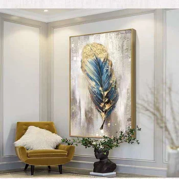 Augstas Kvalitātes Roku Apgleznoti Mūsdienu Anotācija Eļļas Glezna Sienas Mākslas Audekls Glezniecības Zelta spalvu par Living Room hotel sienas Dekori