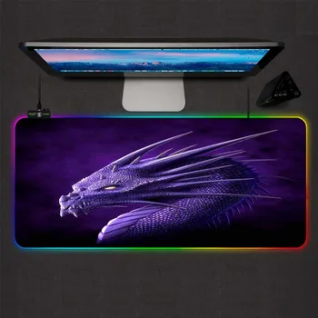 Mairuige Spēļu Pele Spilventiņu RGB Jaunāko Peles Paliktņa Purpura Pūķa PC Spēļu Konsoles LED Datoru Pad Galda Mat Paklājs Pad Vidēja 90x40