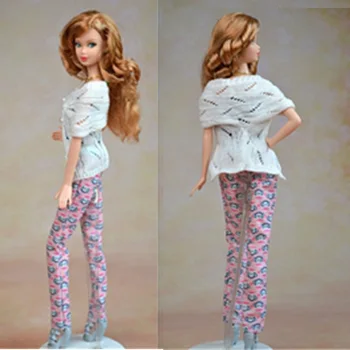 1pc Gadījuma Valkāt Baltu Modes Adīšanas Džemperis Top Blūze Mētelis par Barbie Lelle Drēbes Jaka Apģērbs, Apģērbu Barbie DIY Rotaļlietas