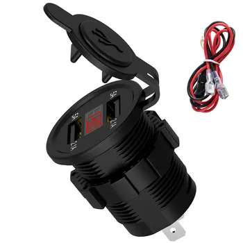 12V DC Auto, Motociklu Lādētāju Dual USB Lādētāja Ligzda Adapteri Strāvas Kontaktligzdas Ūdensizturīgs Adapteri