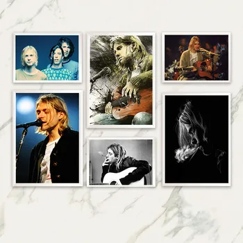 Kurt Cobain Rokgrupas Mūzikas Dziedātājs Zvaigžņu Eļļas Gleznu Plakātu Sienas Māksla Mājās Drukāt Moduļu Audekla Apgleznošana, Lai Dzīvojamā Istaba