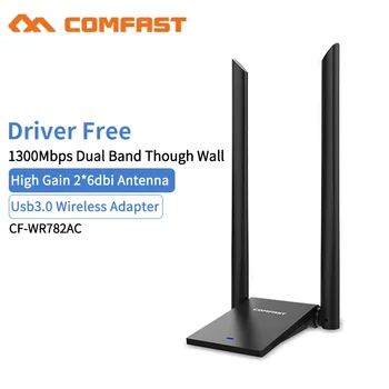 KF-WU782AC USB 3.0 1300Mbps lielos attālumos Tīkla Kartes Bezvadu WiFi Adapteri+Augstas iegūt Dual 6dbi Antenu wifi adapteri 802.11 ac