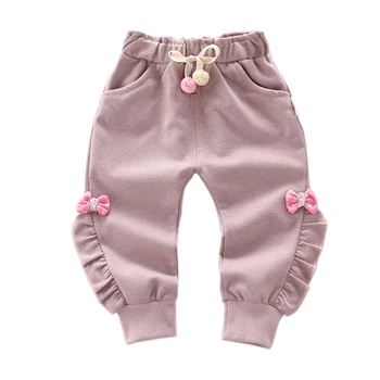 Pavasara Rudens Modes Ērti Bērniem Meiteņu Drēbes Mazulis Kabatas Ziedi Bikses Toddler Ikdienas Apģērbu, Bērnu, Zīdaiņu Sporta