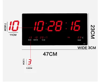6-ciparu LED digitālais kalendārs sienas pulkstenis ar temperatūras displejs ar lieliem skaitļiem led Apgaismotu dzīvo jamo istabu liels sienas pulkstenis