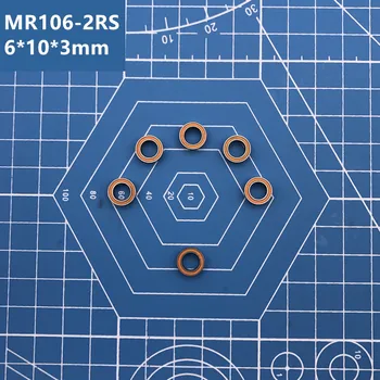 Bezmaksas Piegāde augstas kvalitātes MR106RS Gultņu (10PCS) 6*10*3 mm Miniatūras MR106-2RS Lodīšu Gultņiem Apelsīnu Noslēgtā MR106 2RS Gultnis