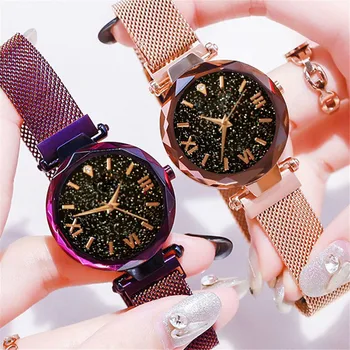 2019 Luksusa Sieviešu Pulksteņi Magnētisko Zvaigžņotām Debesīm Dāmas Skatīties Kvarca rokas Pulkstenis Kleita Sieviešu Pulkstenis relogio feminino женские часы